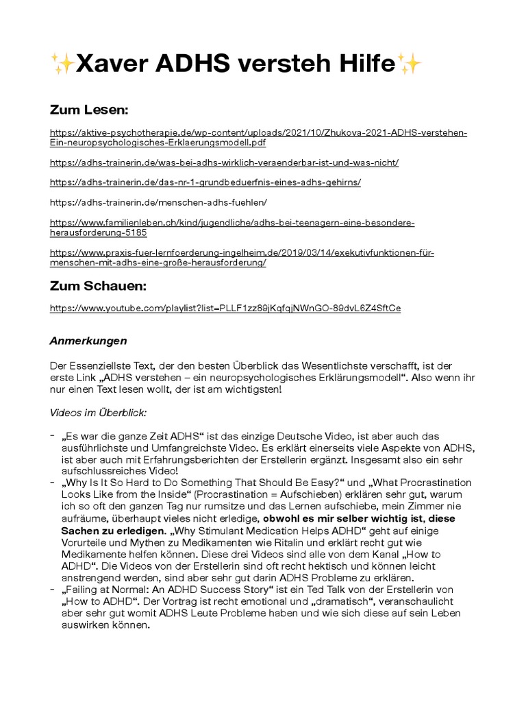Xaver ADHS 101 | PDF