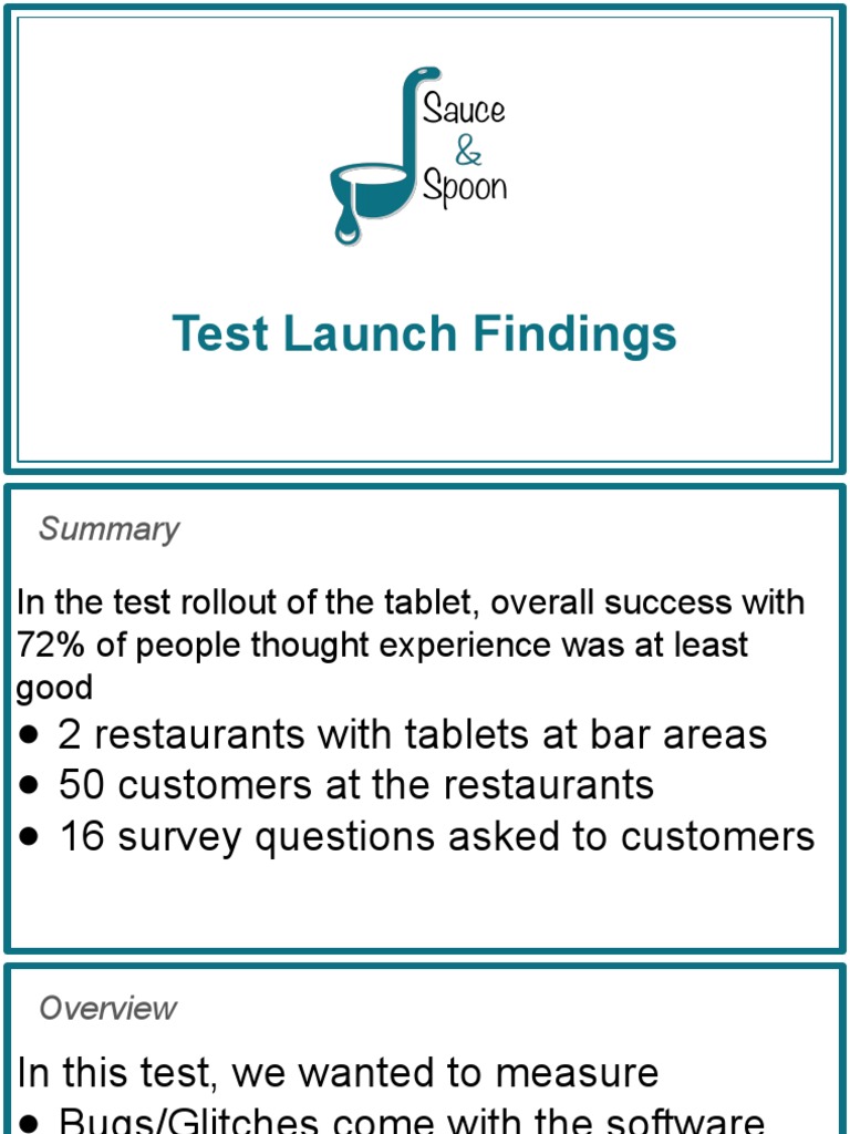 Sauce & Spoon Test Launch Findings Shibu Anand PDF