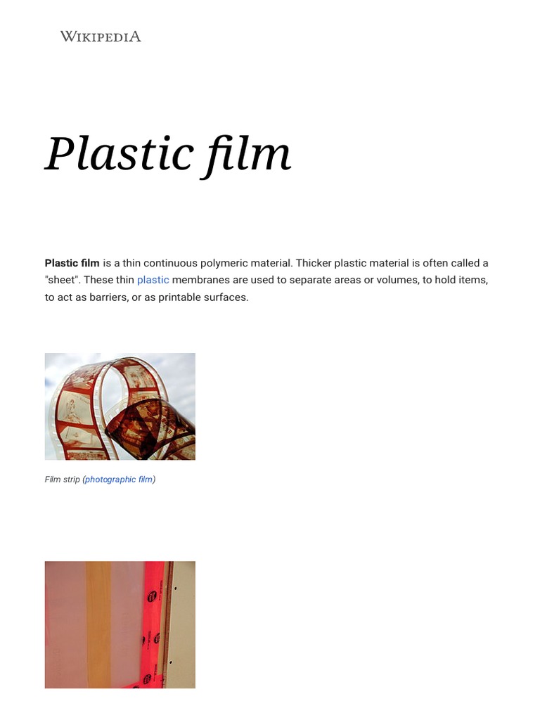 Plastic Film Wikipedia PDF Polyethylene Plastic