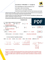 Test de Niveau Mathematiques entreeCM2 Maths+corrige