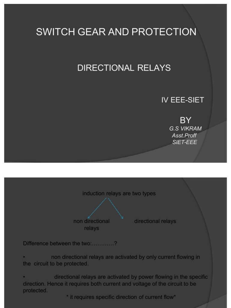 Directional Relays Understanding the Operation and Construction of Directional Power and