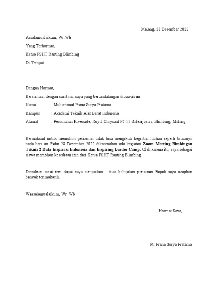 Surat Izin PSHT | PDF