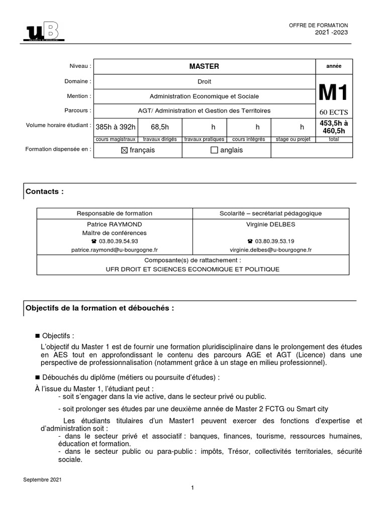 Master AES Objectifs et Débouchés PDF — free download
