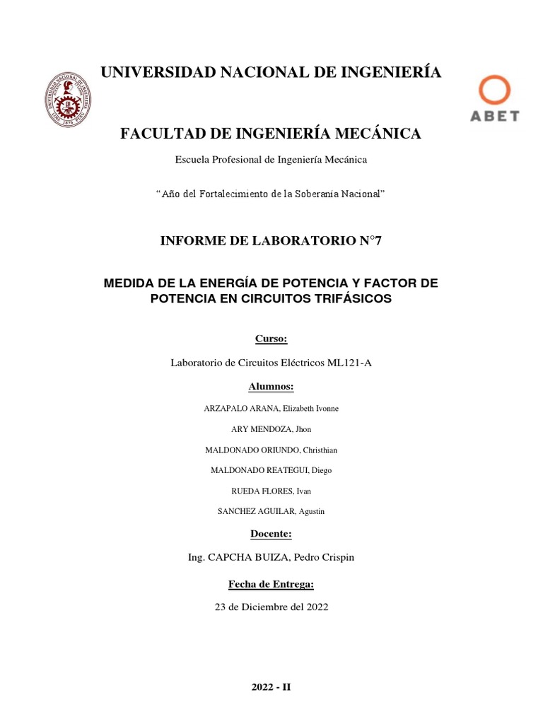 Informe 7 Circuitos | PDF | Energia electrica | Corriente eléctrica