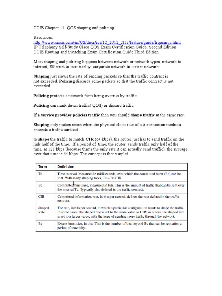 CCIE Chapter 14 QOS Shaping and Policing PDF