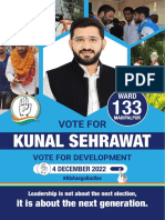 Kunal Sehrawat Congress candidate for Ward 133 Mahipalpur