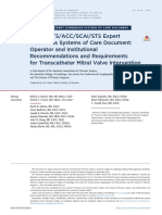 2019 Recommendations and Requirements For Transcatheter Mitral Valve Intervention