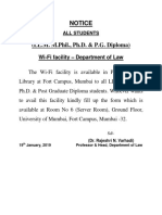 Department of Law NOTICE - ALL STUDENTS - Wi Fi Facility.