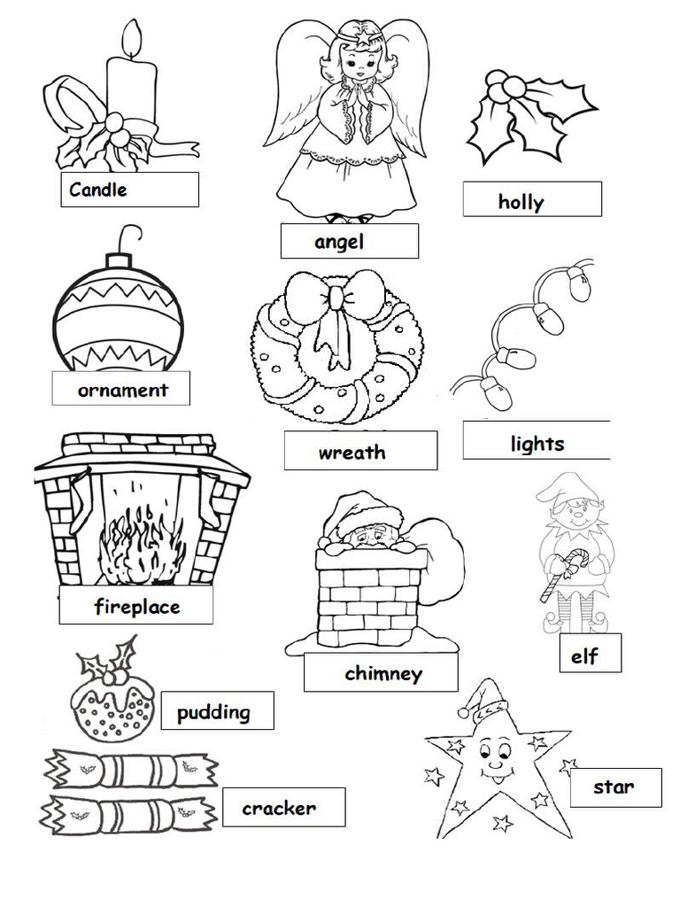 Christmas Vocabulary Coloring | PDF