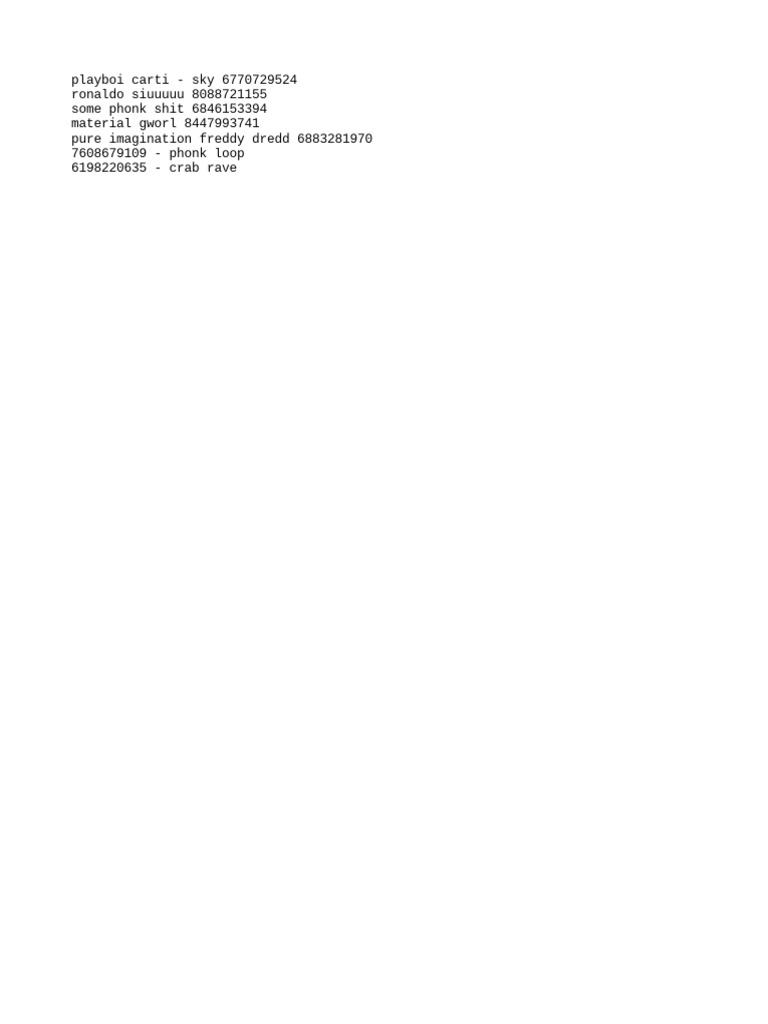Roblox Ids PDF