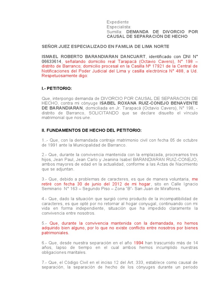 Divorcio Por Causal | PDF | Divorcio | Derechos humanos