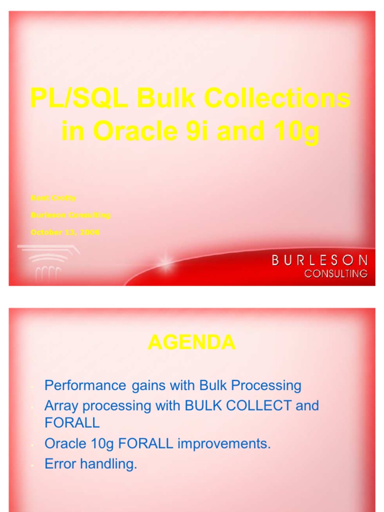 Oracle Bulk Collect and Forall Guide | PDF | Pl/Sql | Software Development