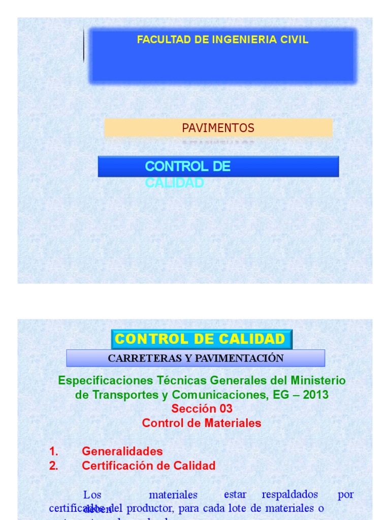 Control de Calidad en Pavimentos Viales | PDF | Hormigón | Laboratorios