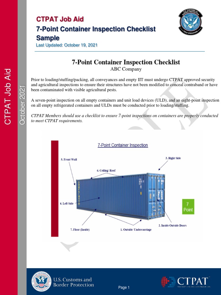 CTPAT Job Aid - 7-Point Container Inspection Checklist | PDF