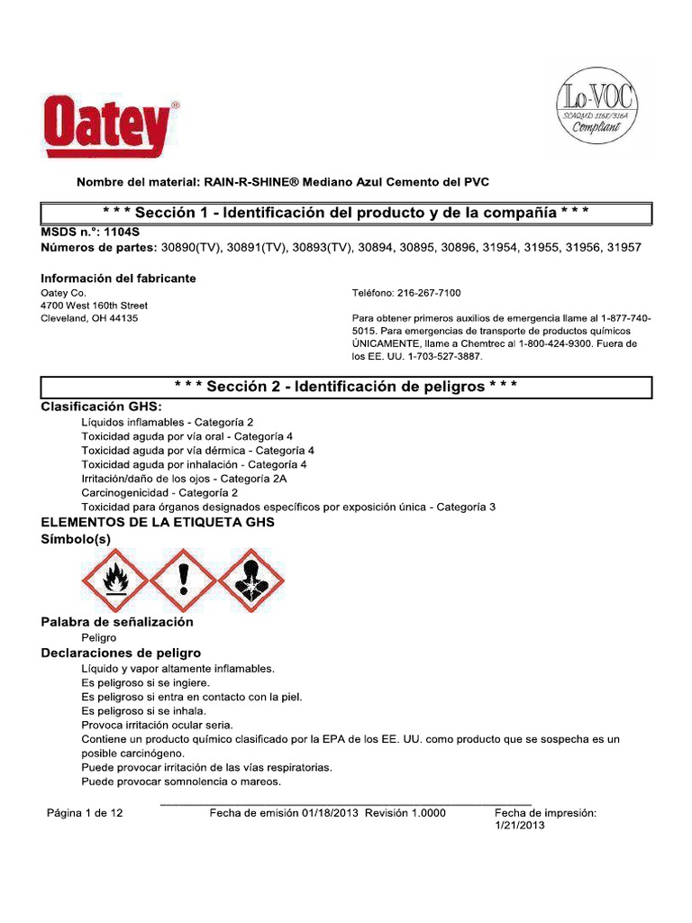 MSDS Rain-R-Shine | PDF