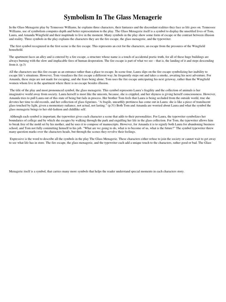 Symbolism in The Glass Menagerie PDF