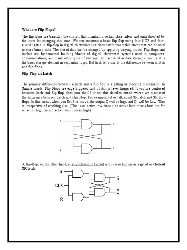 Flip Flop PDF Electronic Circuits Logic Gate