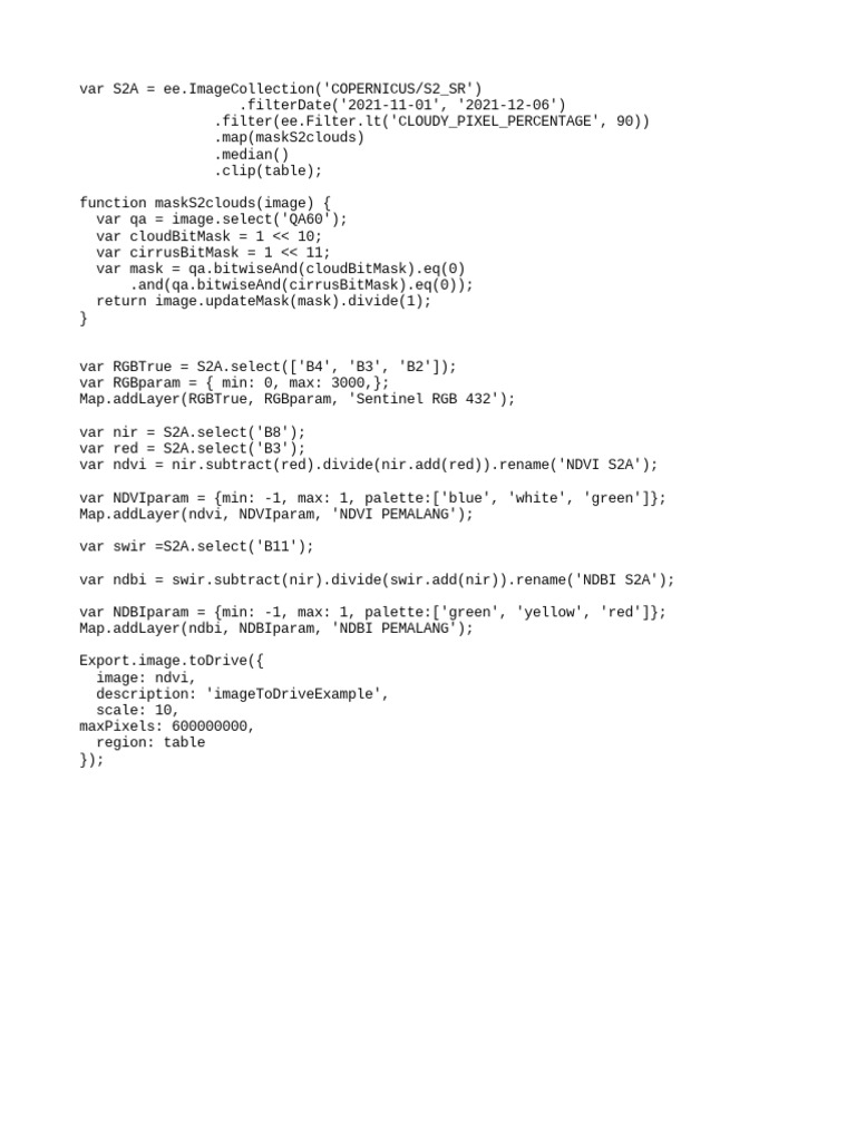 Sentinel-2 Image Processing Script | PDF