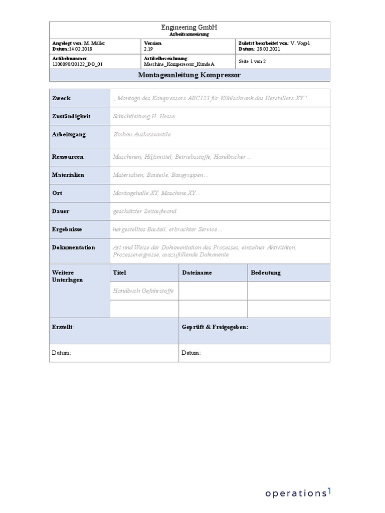 Vorlage Arbeitsanweisung Word | PDF