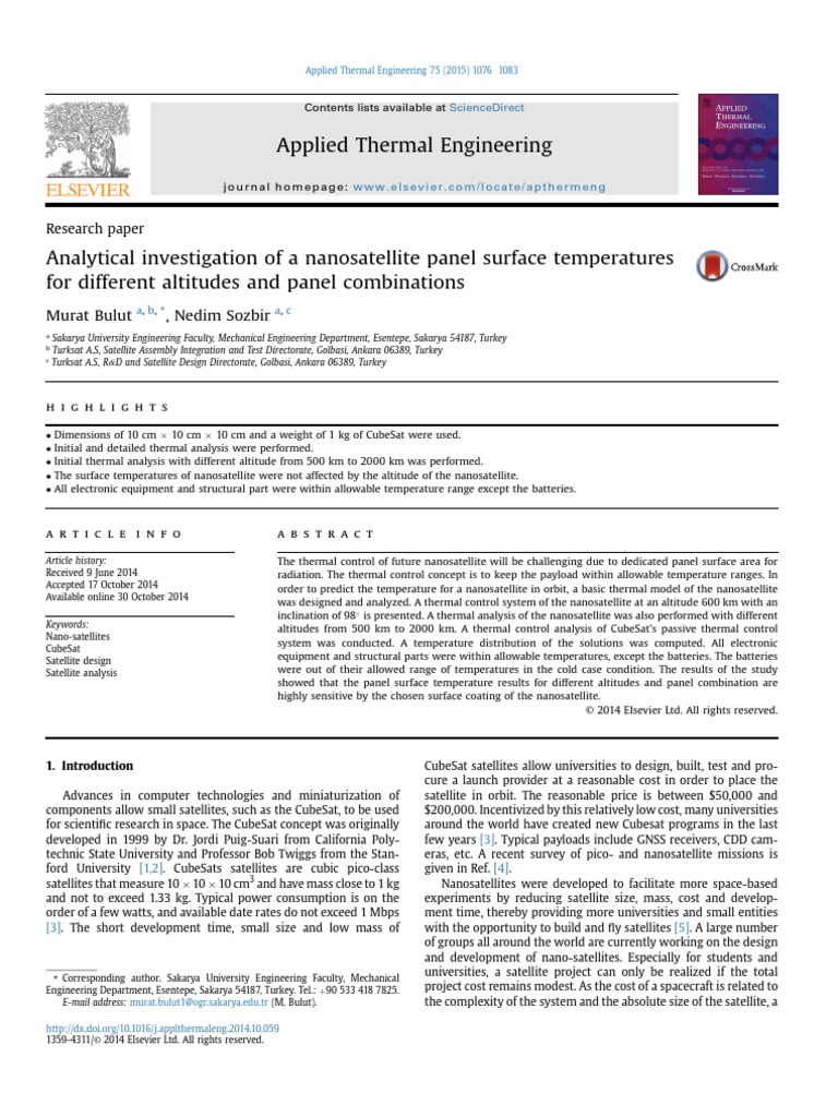 2015 - Analytical Investigation of A Nanosatellite Panel Surface ...