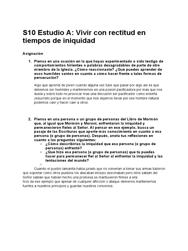 Vivir con rectitud ante la iniquidad | PDF