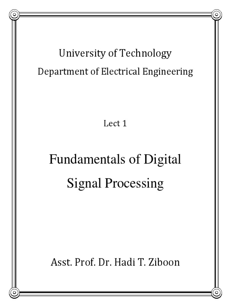 DSP Lectures PDF Digital Signal Processing Sampling (Signal