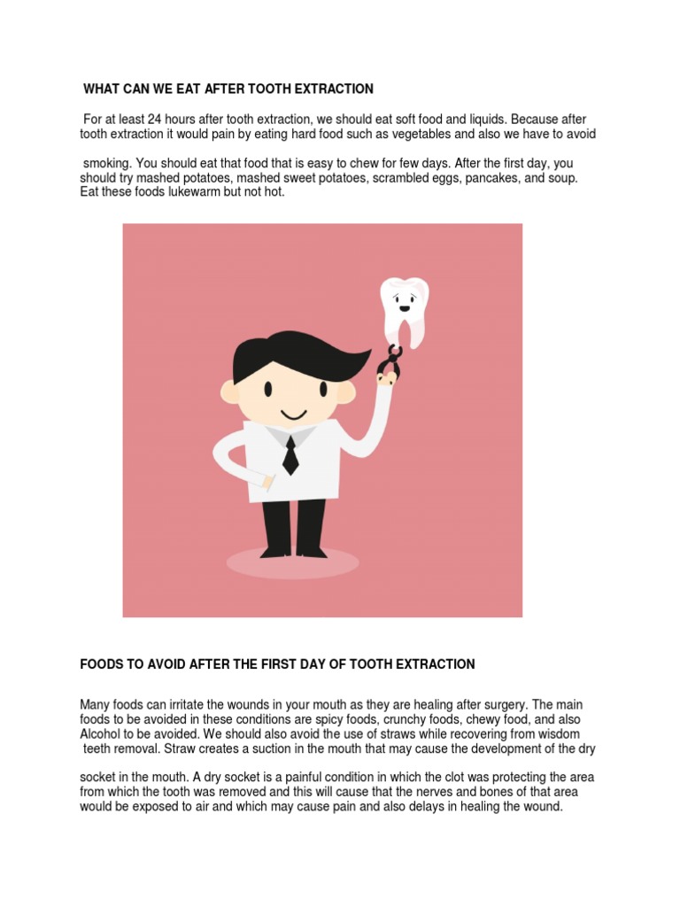 Eat Soft Foods After Tooth Extraction | PDF | Health Care | Medicine