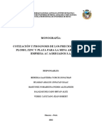 Cotización y Prognosis de Los Precios de Los Metales Pagables de La Mina Arequipa M
