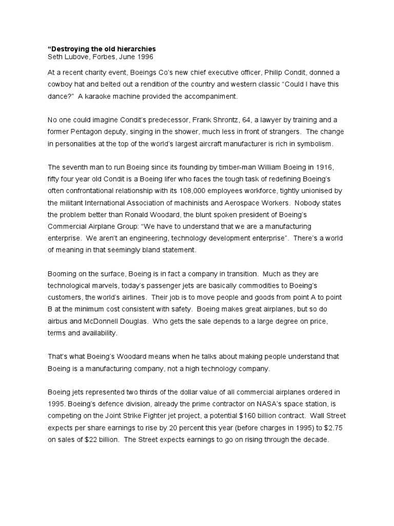 Leadership At Boeing Pdf Boeing Aviation