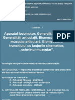 Curs_7_Aparatul Locomotor. Generalișăți Mușchi; Generalități Articulați. Biomecanica Osteo-musculo-Articulara.