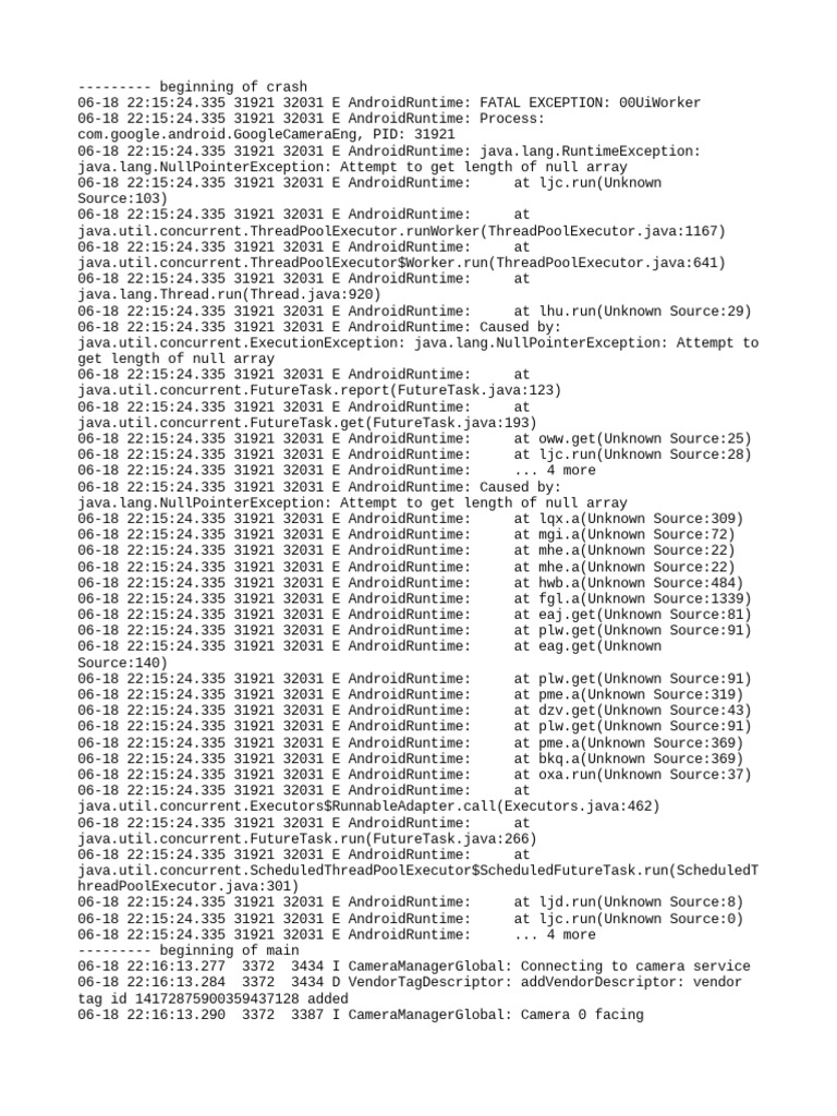 Google Camera NullPointerException Log | PDF | Computer Science ...