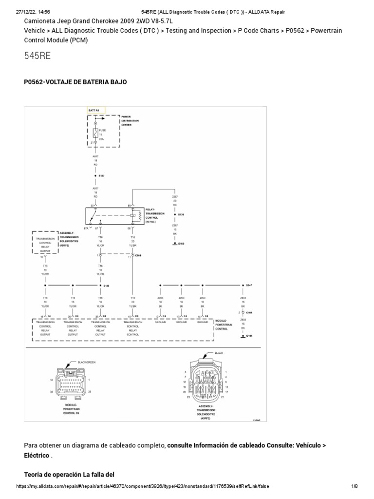 Diagnóstico DTC P0562 Transmisión 545RFE | PDF | Relé | Electricidad