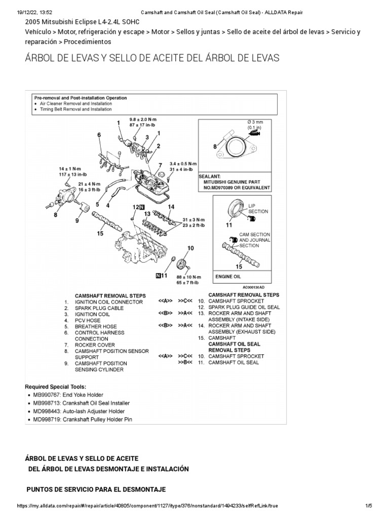 Camshaft and Camshaft Oil Seal (Camshaft Oil Seal) ALLDATA Repair