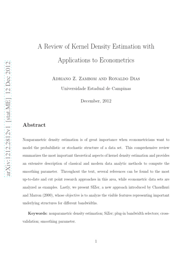 Econometricians' Guide to KDE | PDF | Histogram | Bias Of An Estimator