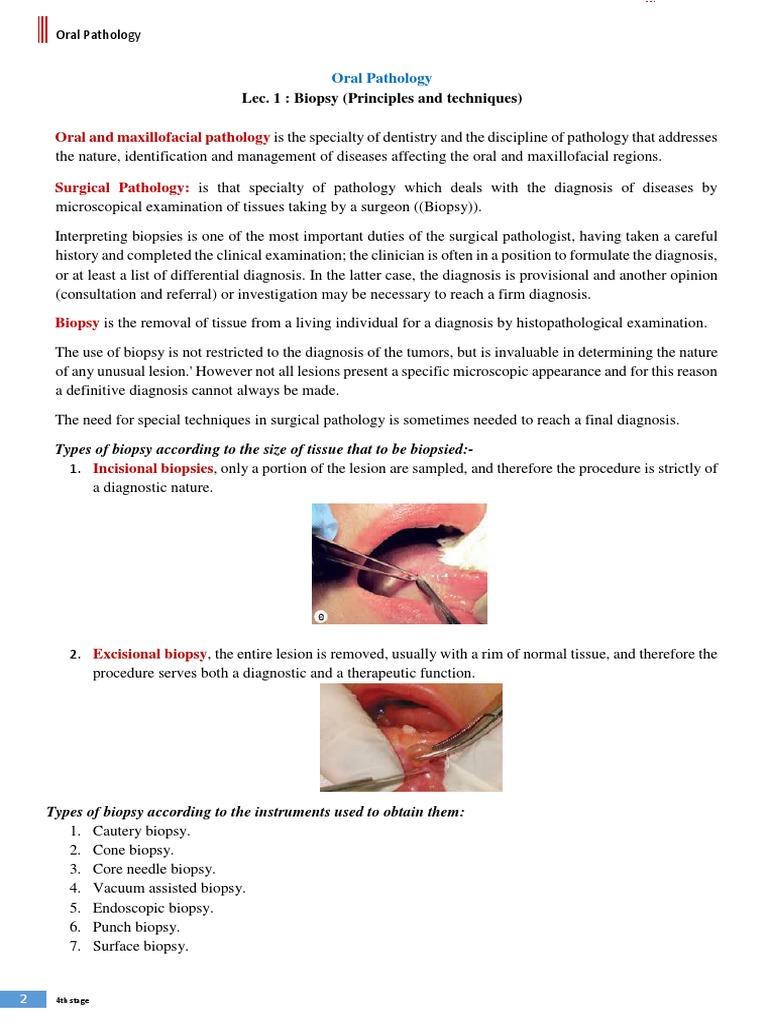Oral Biopsy Techniques and Principles | PDF | Biopsy | Tooth Enamel