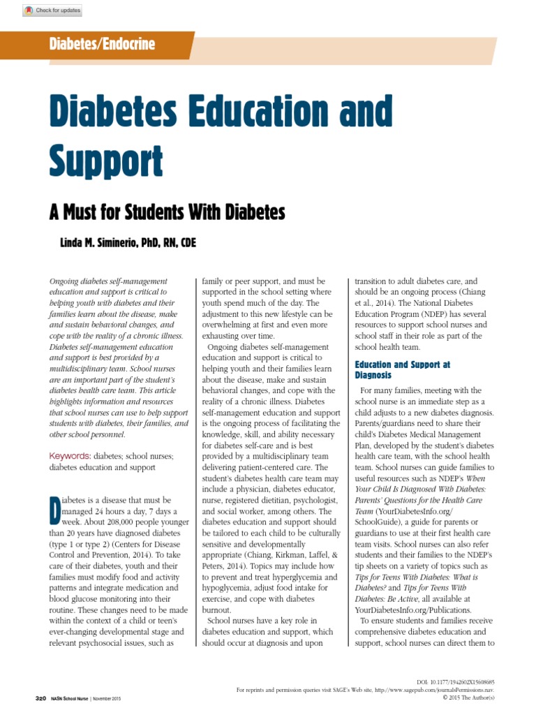 Diabetes Education and Support: A Must For Students With Diabetes | PDF ...