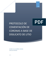 Protocolo de cementado adhesivo de restauraciones a base de disilicato de litio pdf