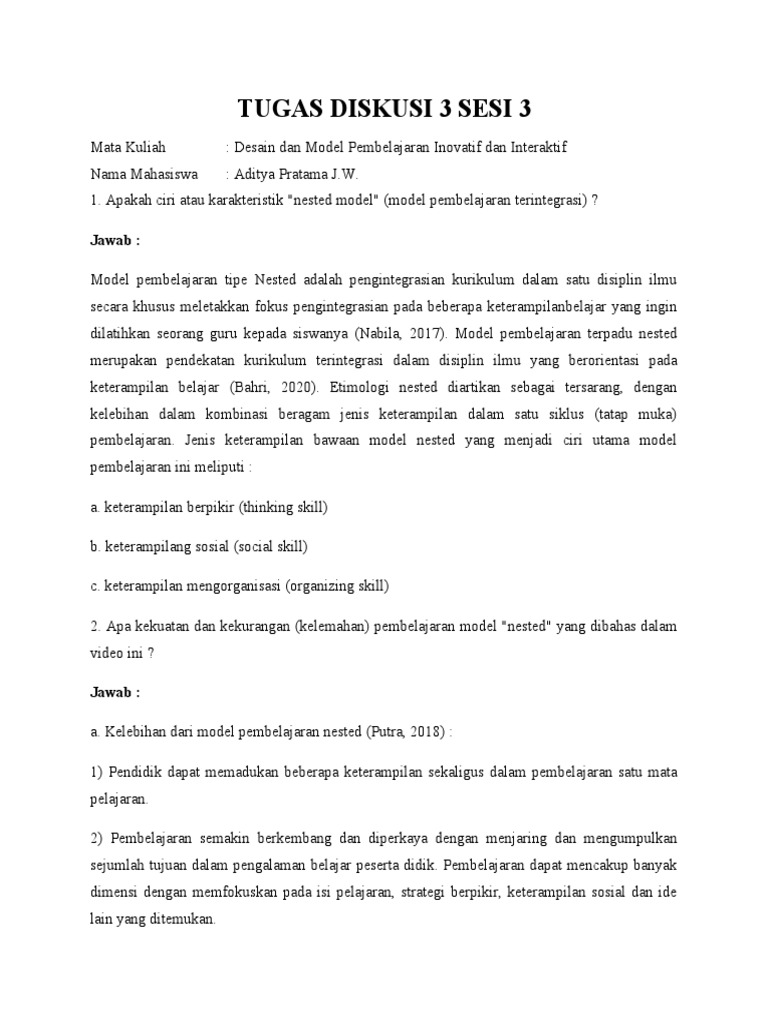 Kelebihan dan Kekurangan Model Nested | PDF | Sains & Matematika