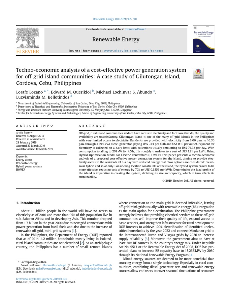 Techno-Economic Analysis of A Cost-Effective Power Generation System ...