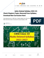 CBSE Class 10 Maths Deleted Syllabus 2022-23 - Check Chapters - Topics Not To Be Assessed in Board Exam 2023
