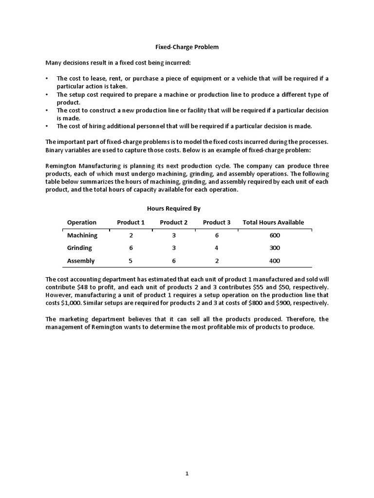 MAN305 Fixed Charge Problem | PDF | Cost | Cost Accounting
