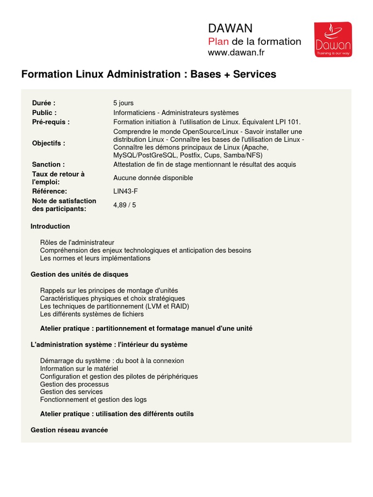 Formation Pratique Administration Linux | PDF | Linux | Mise en réseau