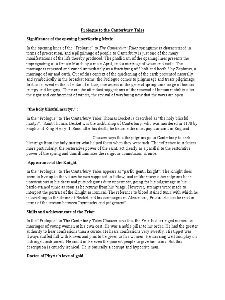 Prologue Shorts Pdf The Canterbury Tales