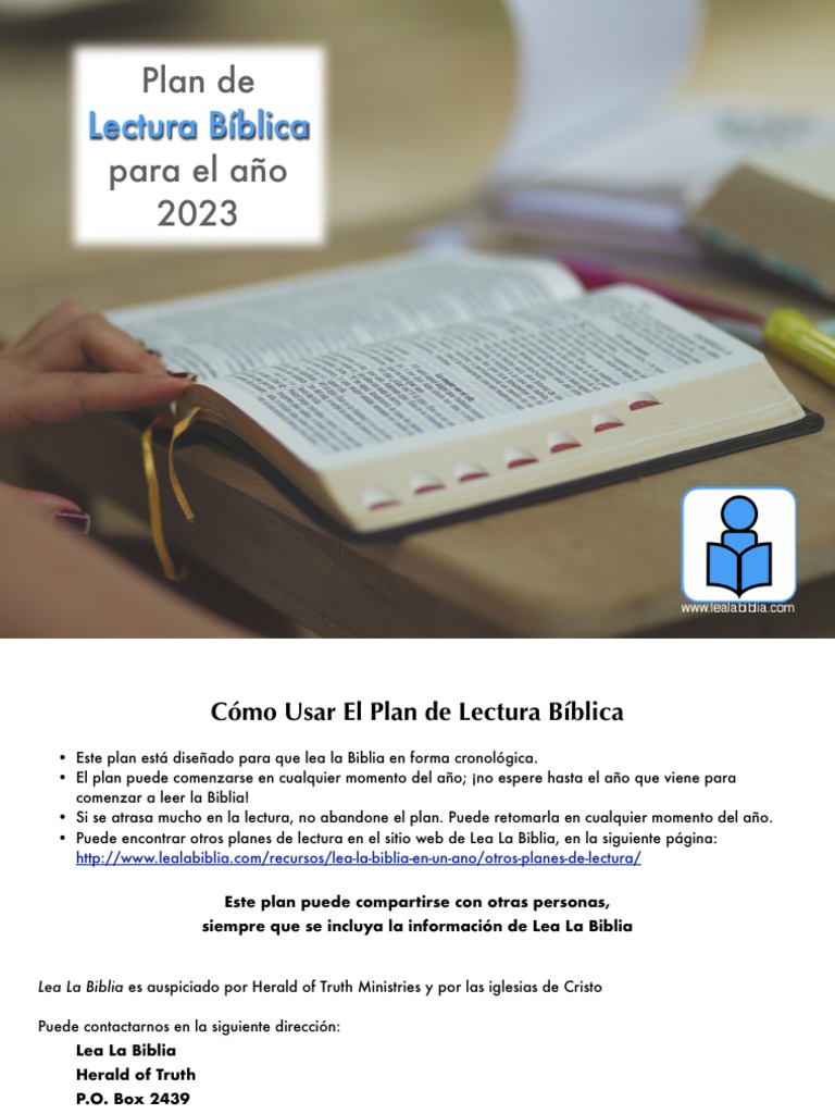 Plan de Lectura Bíblica 2023 | PDF | Viejo Testamento | Libros de la ...