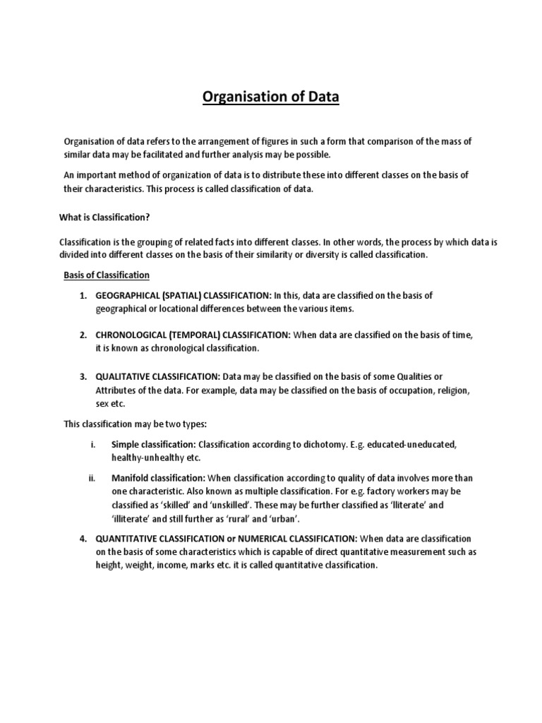 CLASSIFICATION OF DATA CLASS 11 NOTES intelligence overview