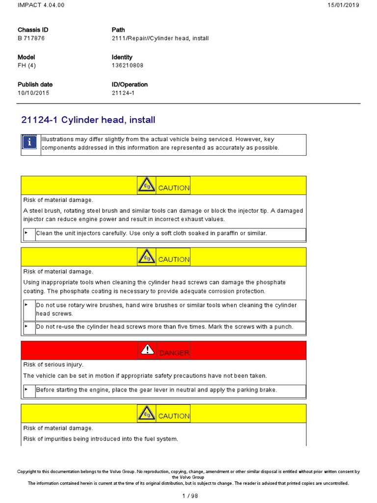 Volvo FH4 D13K500 Cylinder Head PDF Screw Gear