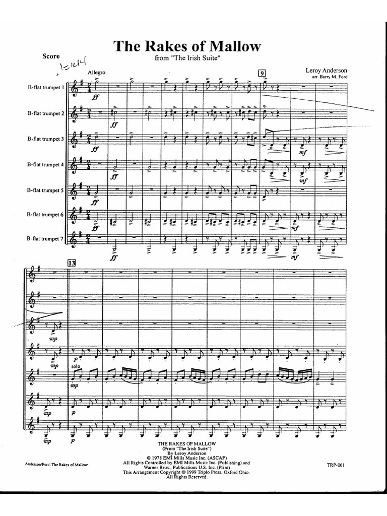 Anderson The Rakes of Mallow Score PDF PDF