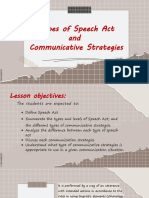 Speech Act and Communicative Strategy