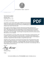 Governor Abbott's Letter To Attorney General Paxton