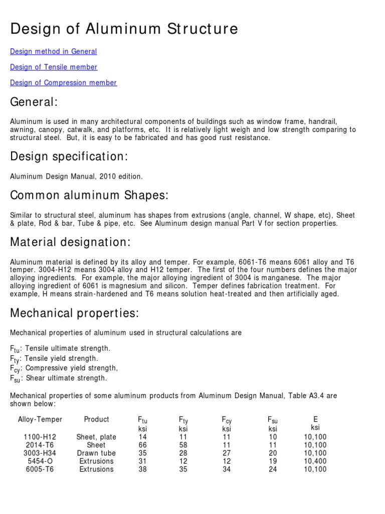 Aluminum Structural Design Guide | PDF | Strength Of Materials ...
